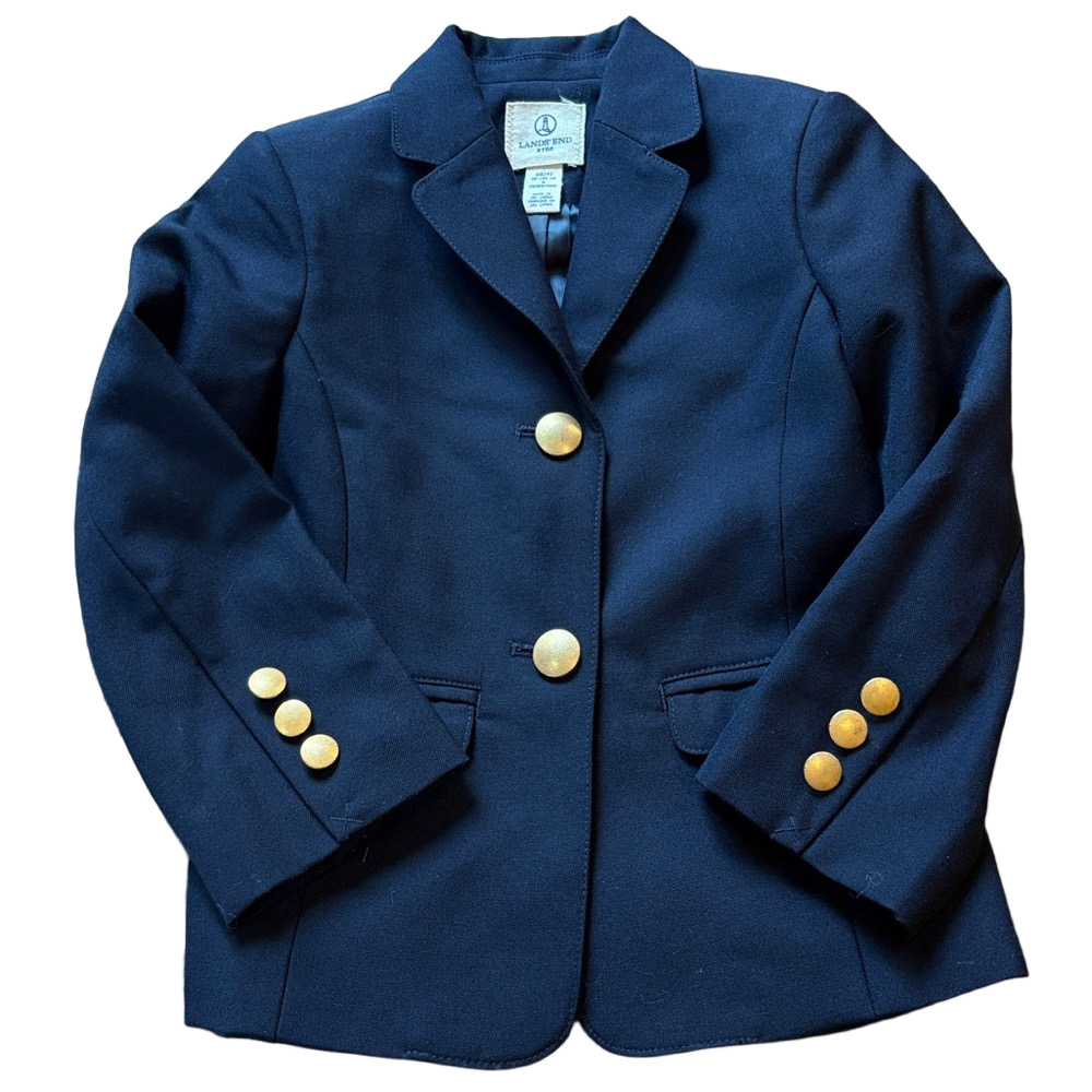 Lands End sz 4 navy blue blazer with gold buttons
